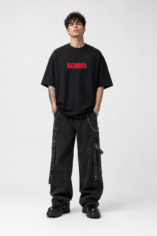 Hashiriya Racing T-Shirt – Black Oversized Graphic Tee