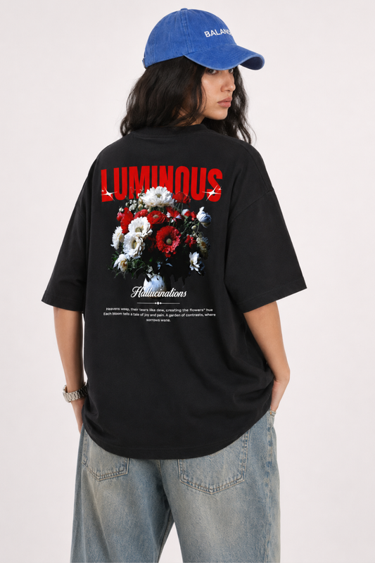 Luminous Hallucinations T-Shirt – Black Oversized Graphic Tee