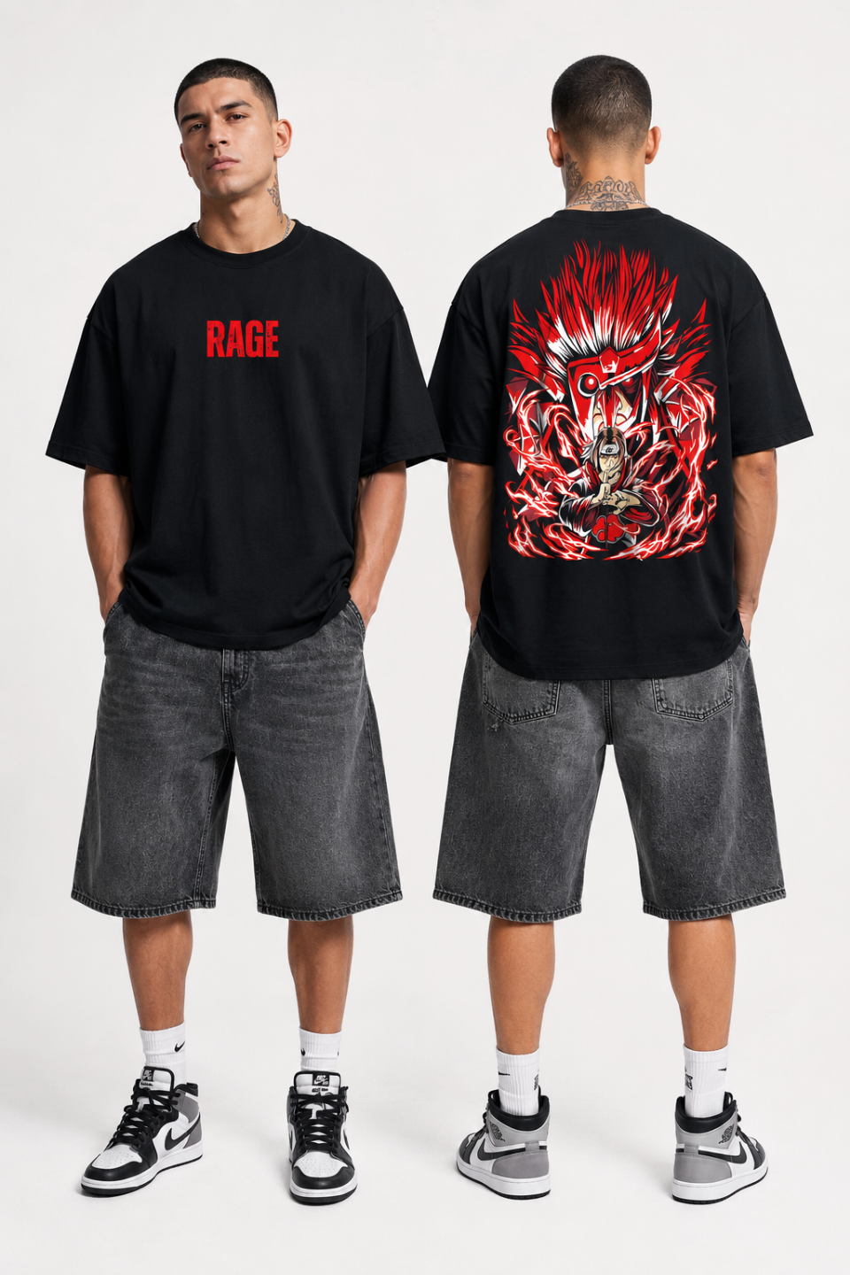 Rage Anime T-Shirt – Black Oversized Graphic Tee