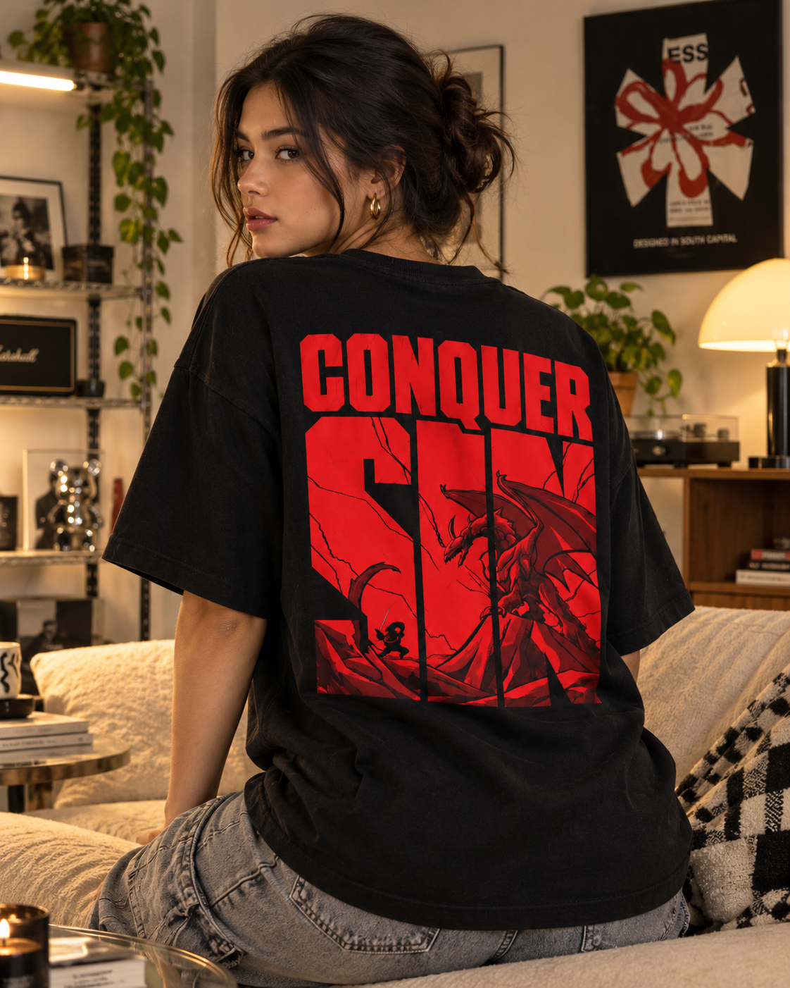 Conquer The Sinner Oversized T Shirt – Men