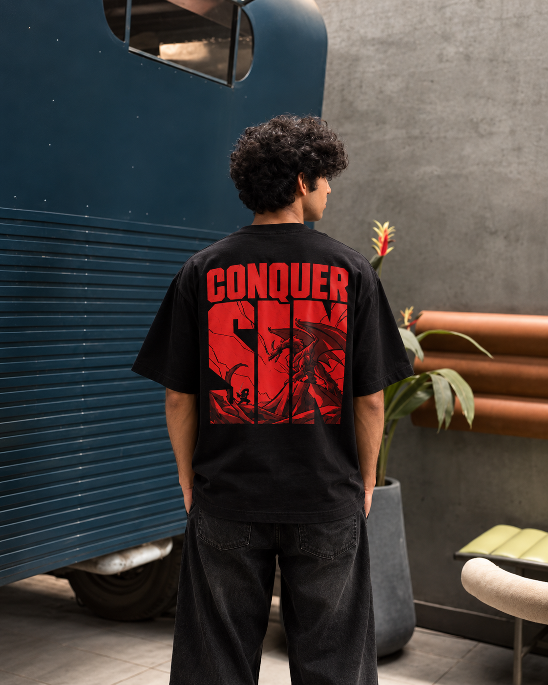 Conquer The Sinner Oversized T Shirt – Men