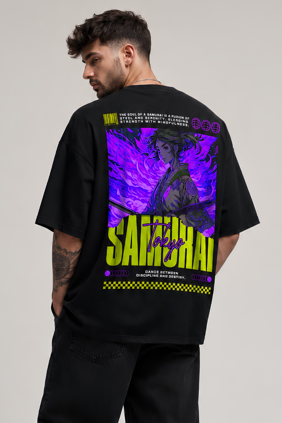 Daimyo Samurai T-Shirt – Black Oversized Anime Tee
