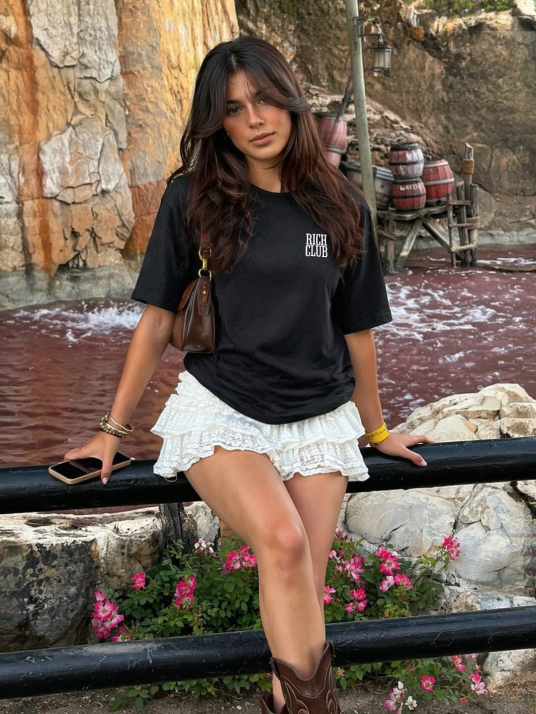 Rich Club T-Shirt – Black Oversized Money Burning Graphic Tee Women